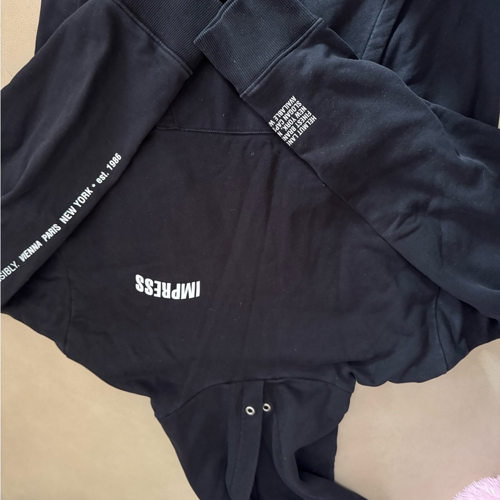 Helmut Lang Black Sweater with White Text